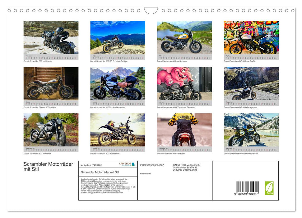 Scrambler Motorräder mit Stil (CALVENDO Wandkalender 2027)