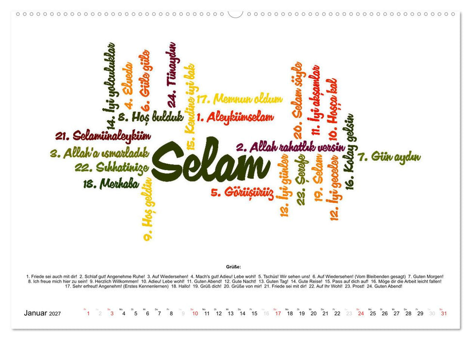 Smalltalk Sprachkalender Türkisch-Deutsch (CALVENDO Wandkalender 2027)