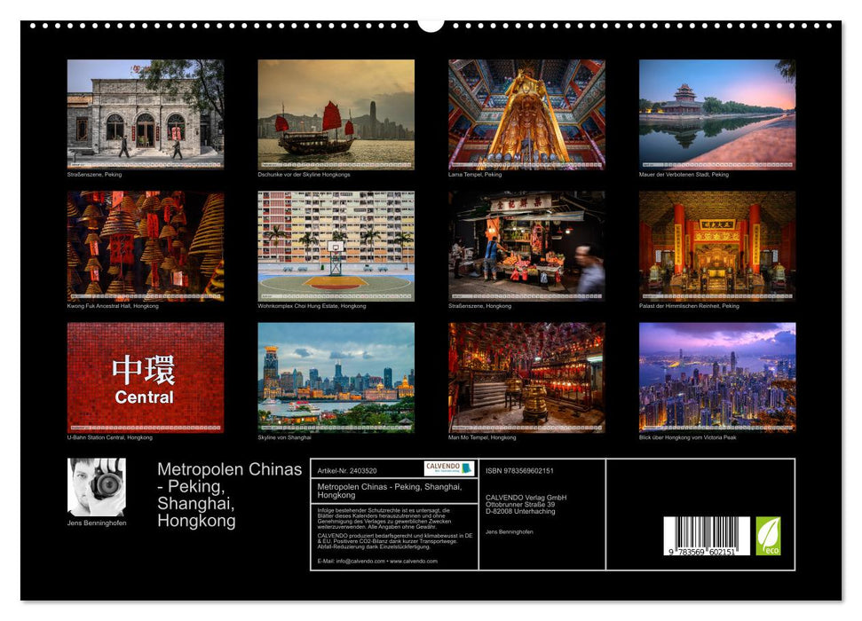 Metropolen Chinas - Peking, Shanghai, Hongkong (CALVENDO Premium Wandkalender 2027)