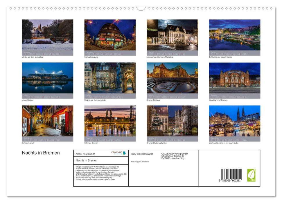 Nachts in Bremen (CALVENDO Premium Wandkalender 2027)