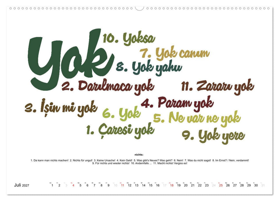 Smalltalk Sprachkalender Türkisch-Deutsch (CALVENDO Premium Wandkalender 2027)