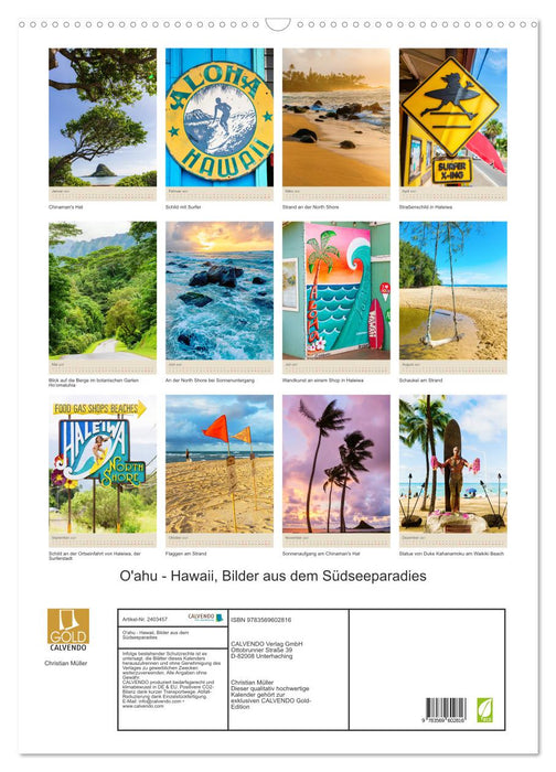 O'ahu - Hawaii, Bilder aus dem Südseeparadies (CALVENDO Wandkalender 2027)