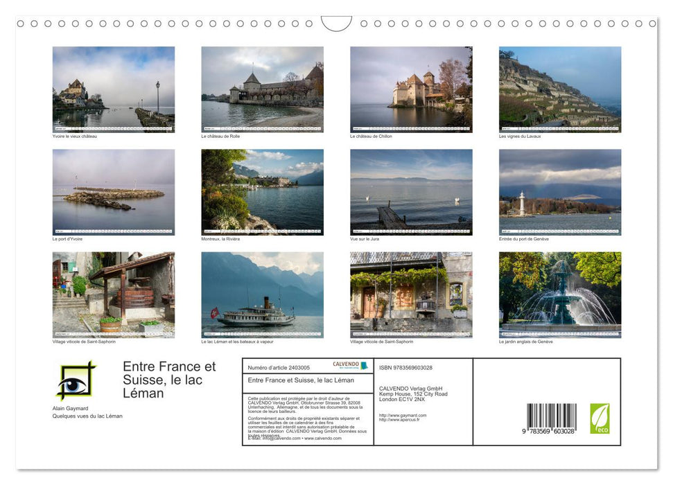 Entre France et Suisse, le lac Léman (CALVENDO Calendrier mensuel 2027)