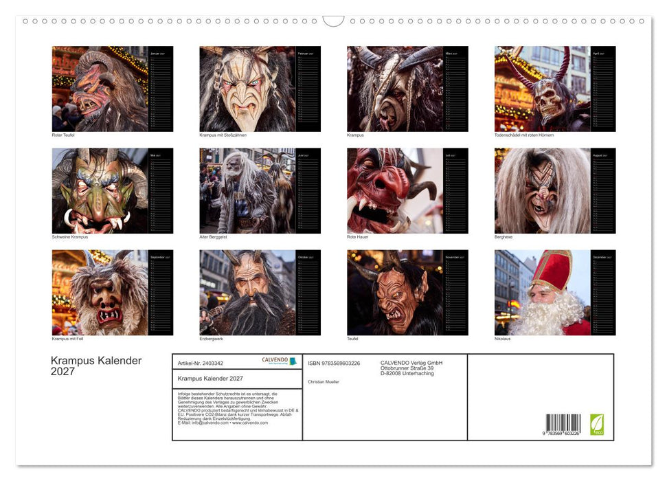 Krampus Kalender 2027 (CALVENDO Wandkalender 2027)