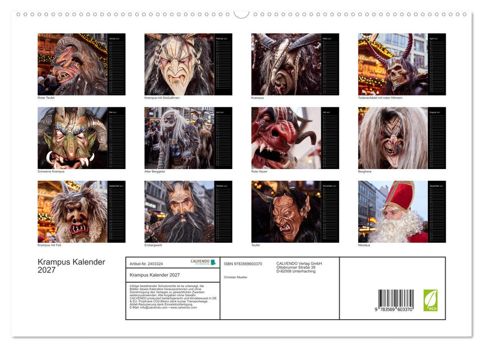 Krampus Kalender 2027 (CALVENDO Premium Wandkalender 2027)