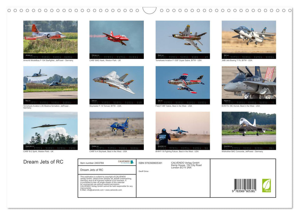 Dream Jets of RC (CALVENDO Monthly Calendar 2027)
