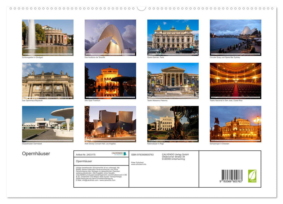 Opernhäuser (CALVENDO Premium Wandkalender 2027)