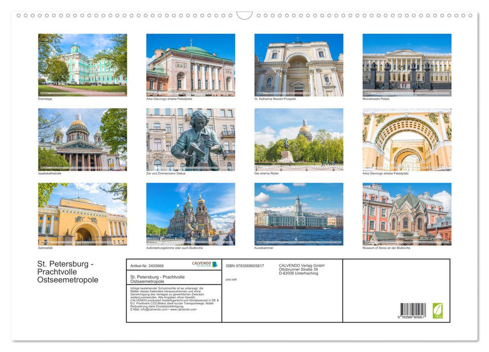 St. Petersburg - Prachtvolle Ostseemetropole (CALVENDO Wandkalender 2027)