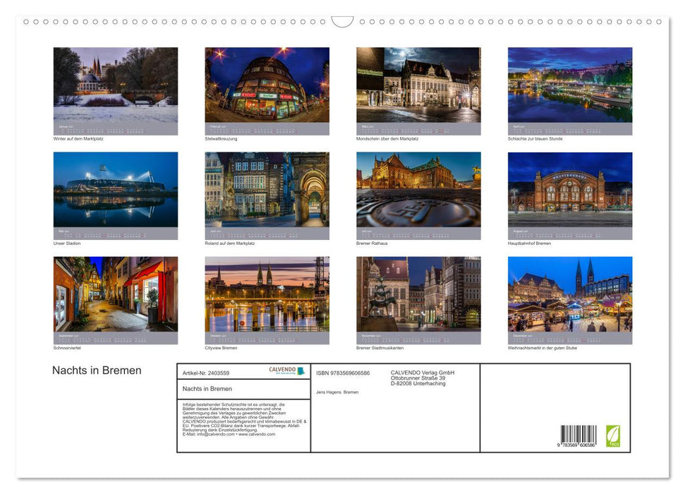 Nachts in Bremen (CALVENDO Wandkalender 2027)