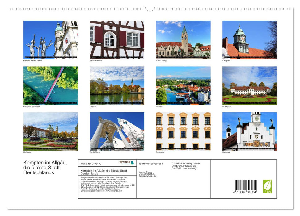 Kempten im Allgäu, die älteste Stadt Deutschlands (CALVENDO Premium Wandkalender 2027)