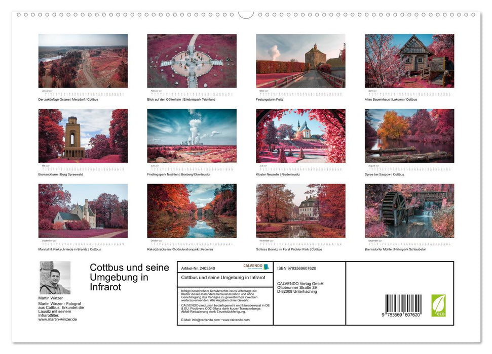 Cottbus und seine Umgebung in Infrarot (CALVENDO Premium Wandkalender 2027)