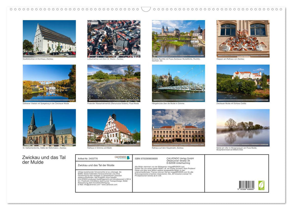 Zwickau und das Tal der Mulde (CALVENDO Wandkalender 2027)