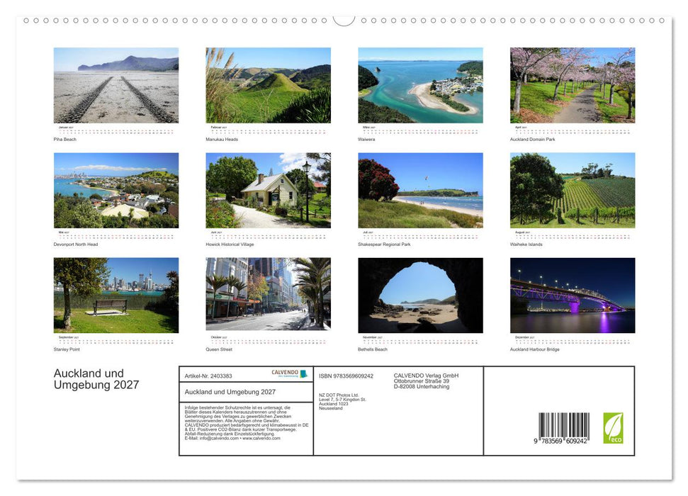 Auckland und Umgebung 2027 (CALVENDO Premium Wandkalender 2027)