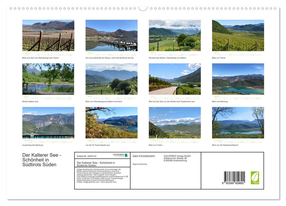 Der Kalterer See - Schönheit in Südtirols Süden (CALVENDO Premium Wandkalender 2027)