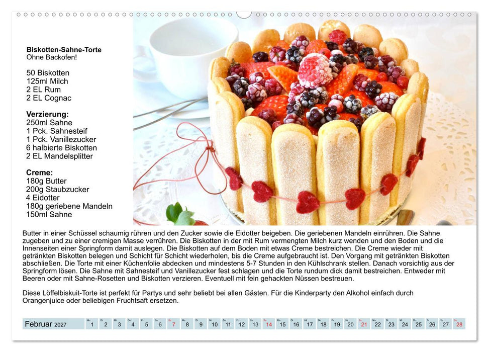 Exquisite Torten. Köstliche Rezepte für viele Anlässe (CALVENDO Wandkalender 2027)