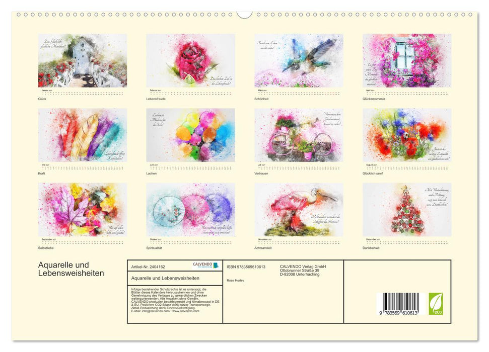 Aquarelle und Lebensweisheiten (CALVENDO Premium Wandkalender 2027)