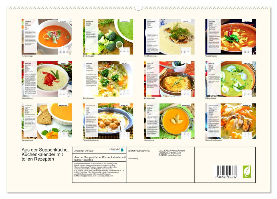 Aus der Suppenküche. Küchenkalender mit tollen Rezepten (CALVENDO Premium Wandkalender 2027)