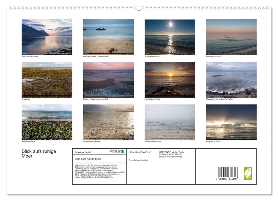 Blick aufs ruhige Meer (CALVENDO Premium Wandkalender 2027)