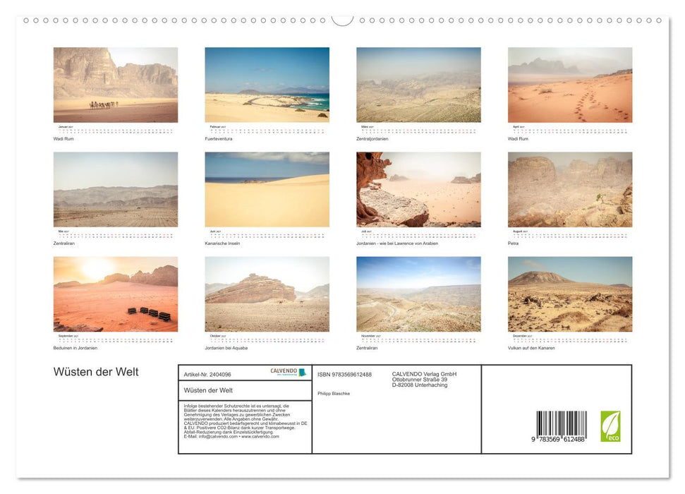 Wüsten der Welt (CALVENDO Premium Wandkalender 2027)