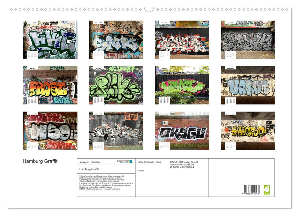 Hamburg Graffiti (CALVENDO Wandkalender 2027)