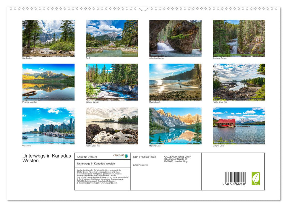 Unterwegs in Kanadas Westen (CALVENDO Premium Wandkalender 2027)