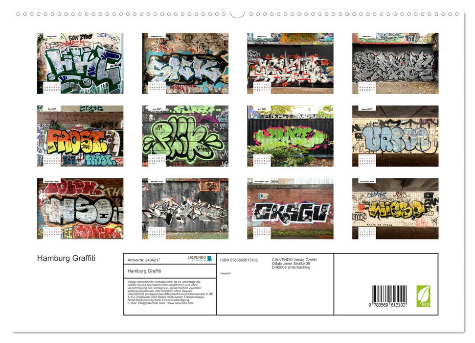Hamburg Graffiti (CALVENDO Premium Wandkalender 2027)