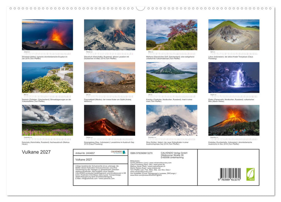 Vulkane 2027 (CALVENDO Premium Wandkalender 2027)