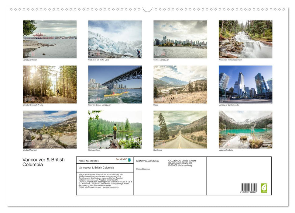 Vancouver & British Columbia (CALVENDO Wandkalender 2027)