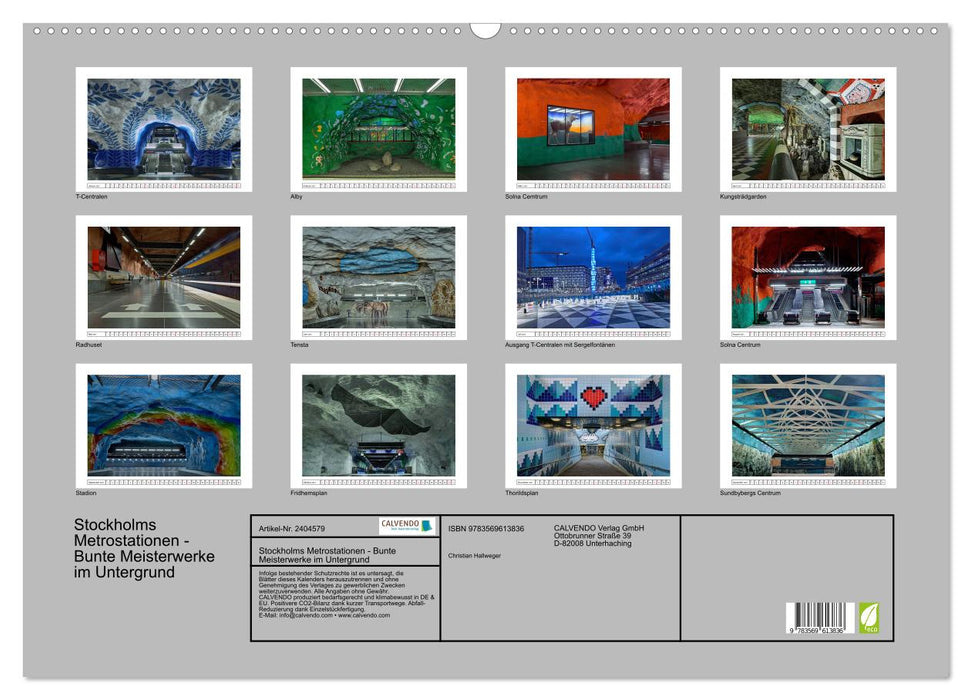 Stockholms Metrostationen - Bunte Meisterwerke im Untergrund (CALVENDO Wandkalender 2027)