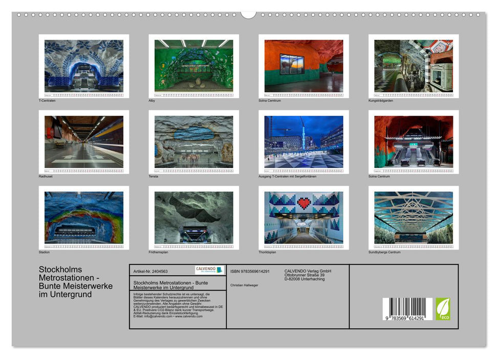 Stockholms Metrostationen - Bunte Meisterwerke im Untergrund (CALVENDO Premium Wandkalender 2027)