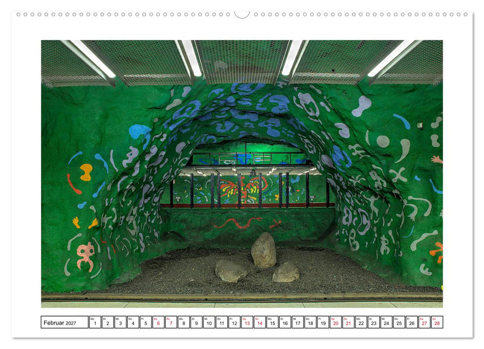 Stockholms Metrostationen - Bunte Meisterwerke im Untergrund (CALVENDO Premium Wandkalender 2027)