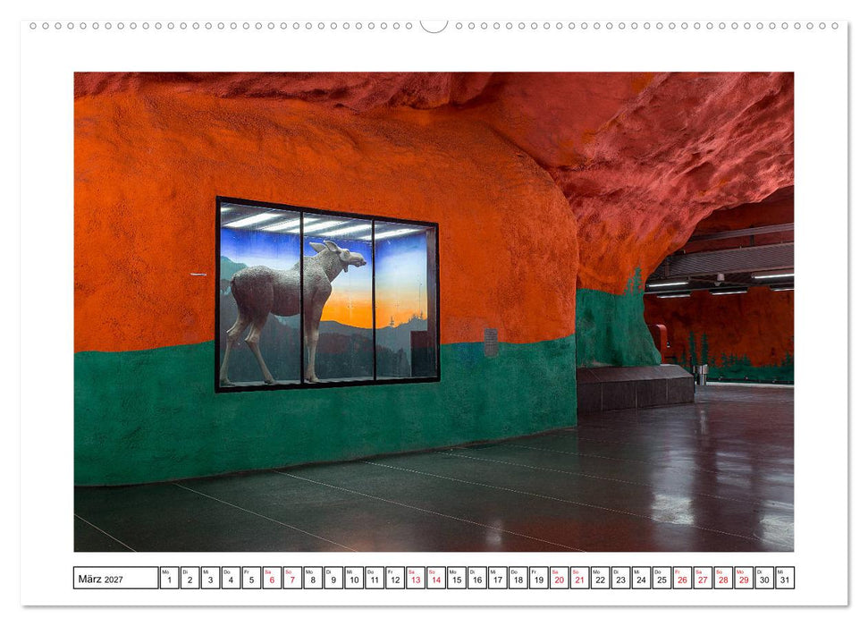 Stockholms Metrostationen - Bunte Meisterwerke im Untergrund (CALVENDO Premium Wandkalender 2027)