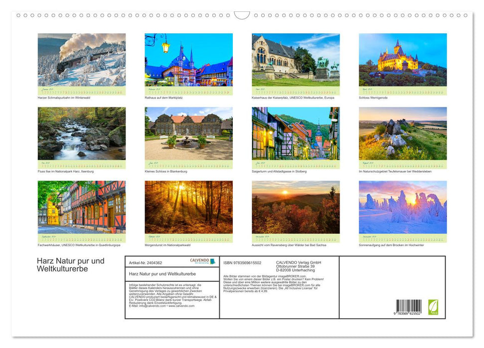 Harz Natur pur und Weltkulturerbe (CALVENDO Wandkalender 2027)