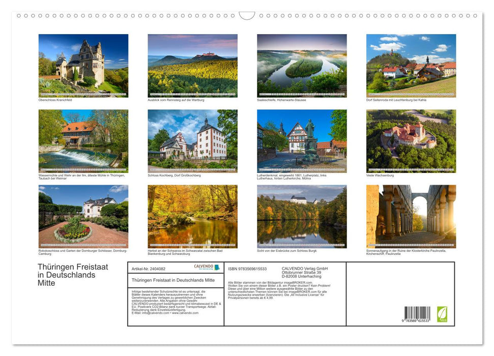 Thüringen Freistaat in Deutschlands Mitte (CALVENDO Wandkalender 2027)