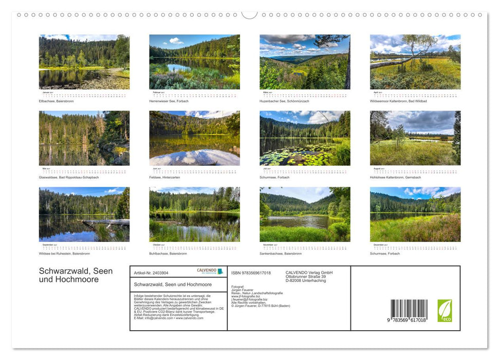 Schwarzwald, Seen und Hochmoore (CALVENDO Premium Wandkalender 2027)