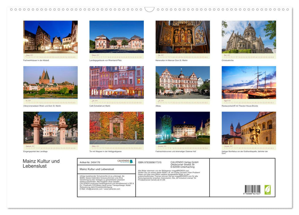 Mainz Kultur und Lebenslust (CALVENDO Wandkalender 2027)
