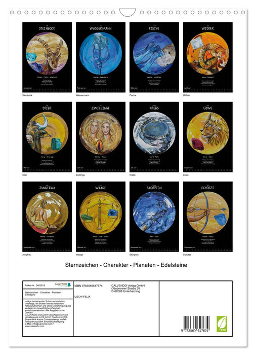 Sternzeichen - Charakter - Planeten - Edelsteine (CALVENDO Wandkalender 2027)