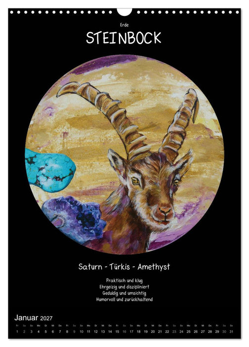 Sternzeichen - Charakter - Planeten - Edelsteine (CALVENDO Wandkalender 2027)