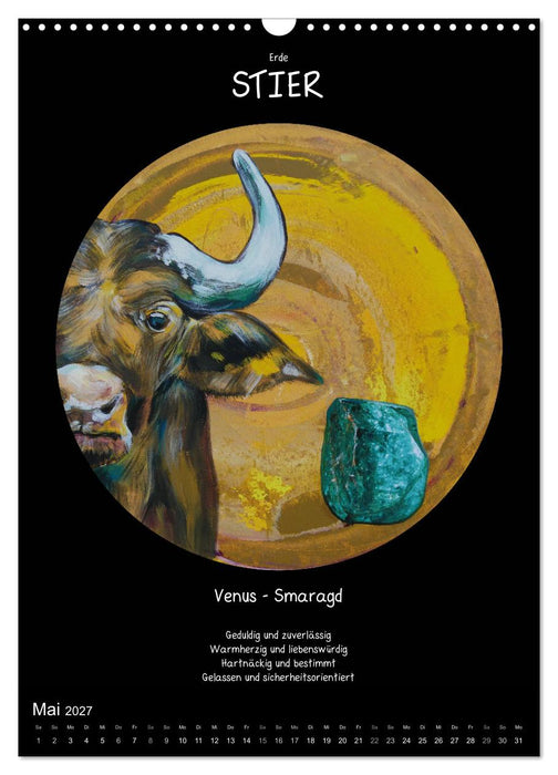 Sternzeichen - Charakter - Planeten - Edelsteine (CALVENDO Wandkalender 2027)