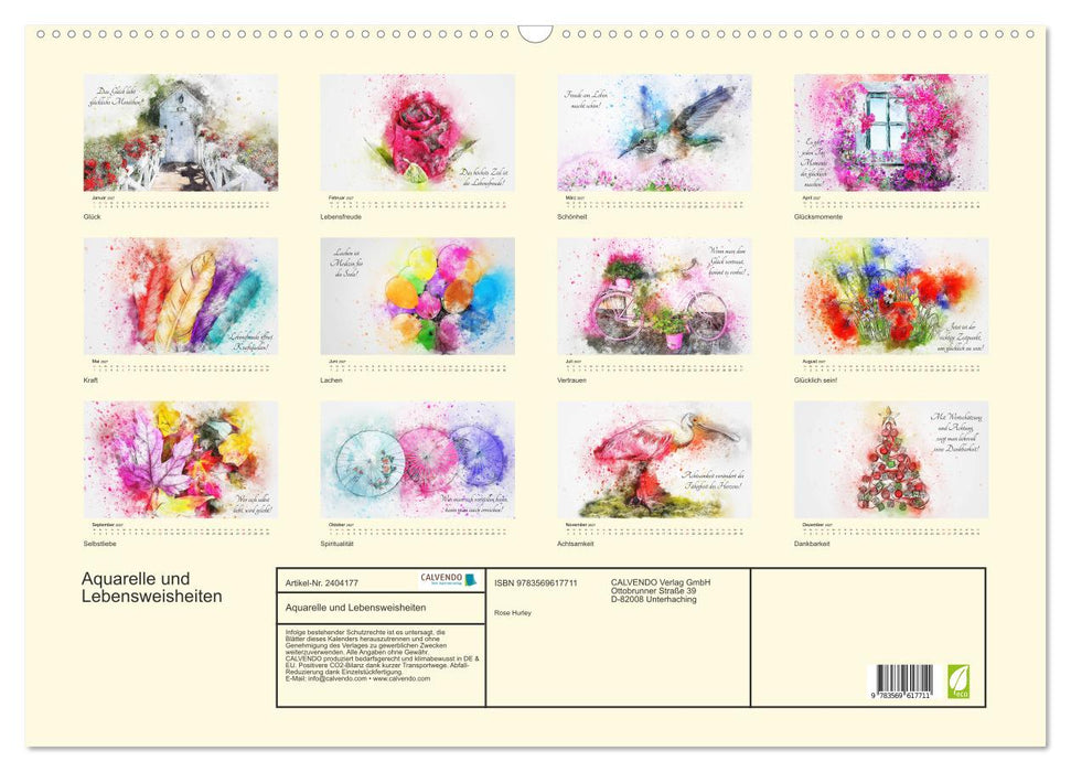 Aquarelle und Lebensweisheiten (CALVENDO Wandkalender 2027)