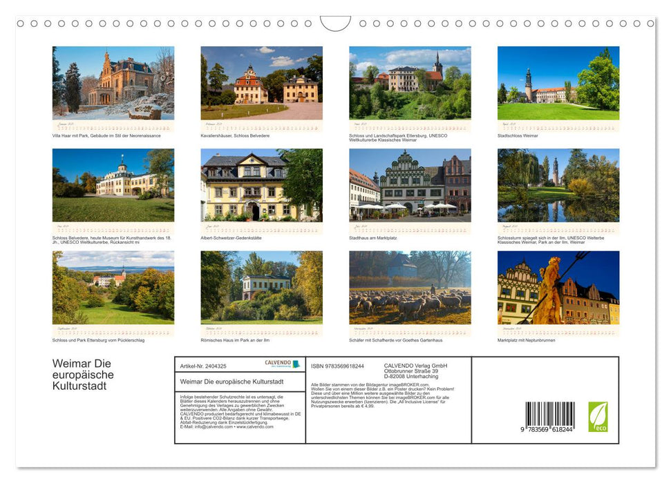 Weimar Die europäische Kulturstadt (CALVENDO Wandkalender 2027)