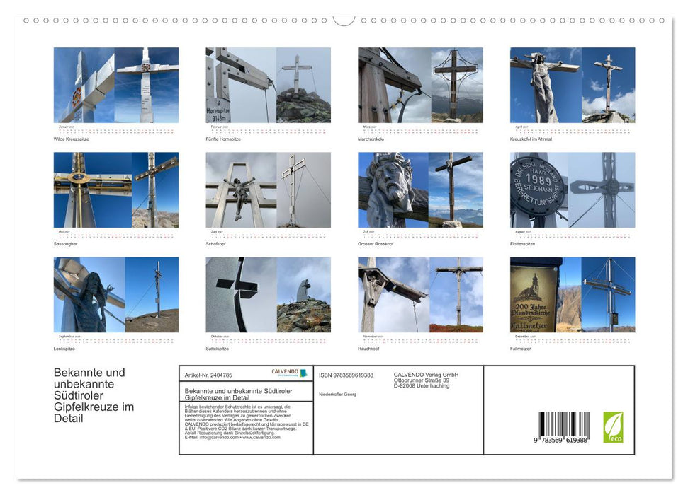 Bekannte und unbekannte Südtiroler Gipfelkreuze im Detail (CALVENDO Premium Wandkalender 2027)