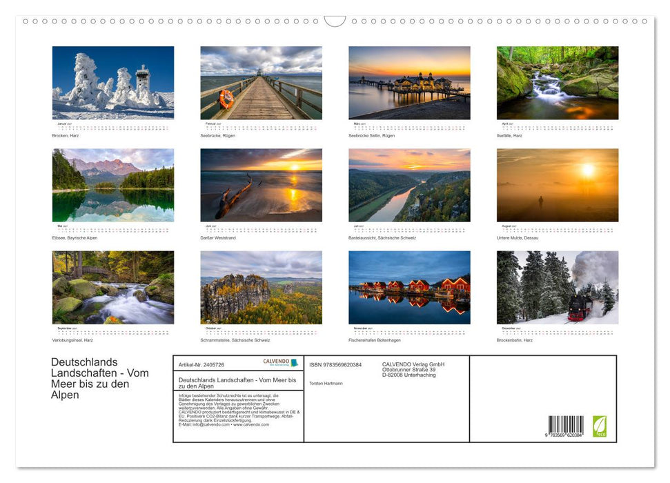 Deutschlands Landschaften - Vom Meer bis zu den Alpen (CALVENDO Wandkalender 2027)