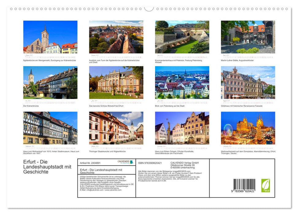 Erfurt - Die Landeshauptstadt mit Geschichte (CALVENDO Premium Wandkalender 2027)