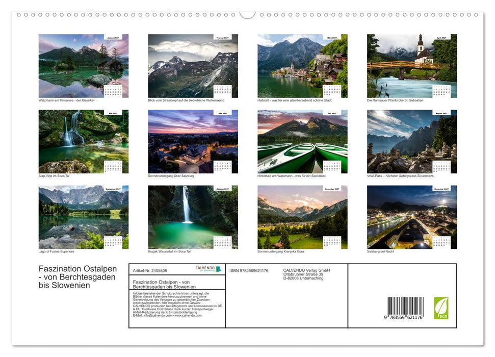 Faszination Ostalpen - von Berchtesgaden bis Slowenien (CALVENDO Premium Wandkalender 2027)