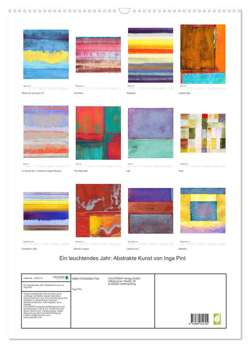 Ein leuchtendes Jahr: Abstrakte Kunst von Inga Pint (CALVENDO Wandkalender 2027)