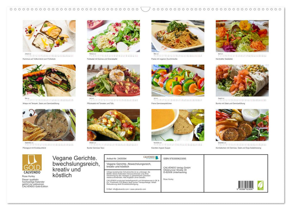Vegane Gerichte. Abwechslungsreich, kreativ und köstlich (CALVENDO Wandkalender 2027)