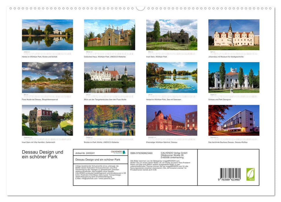 Dessau Design und ein schöner Park (CALVENDO Premium Wandkalender 2027)