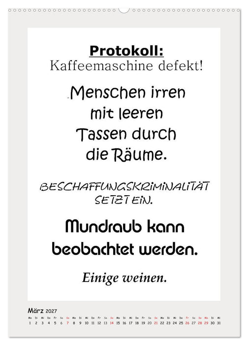 Sprüchekalender. Witziges fürs Büro (CALVENDO Wandkalender 2027)