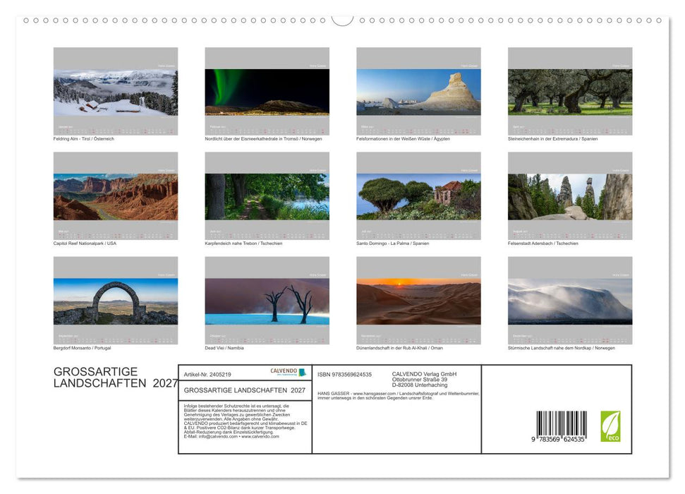 GROSSARTIGE LANDSCHAFTEN 2027 (CALVENDO Premium Wandkalender 2027)